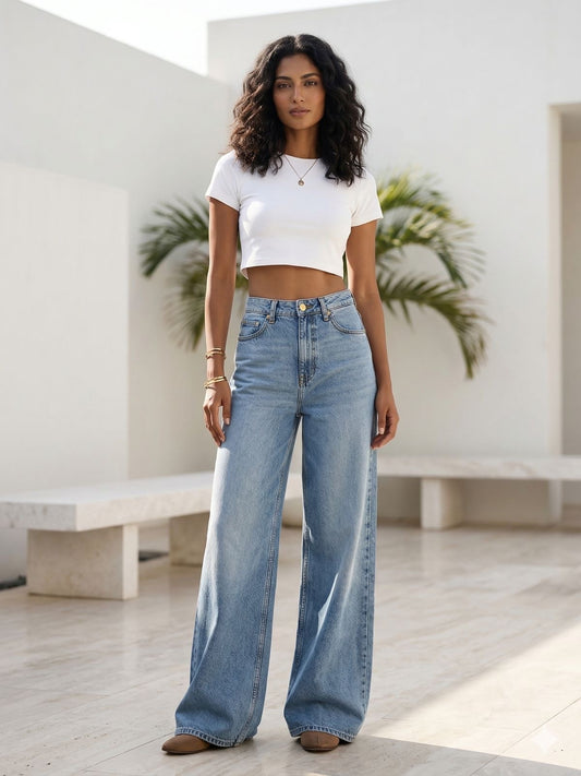 HIGH RISE WIDE LEG JEAN