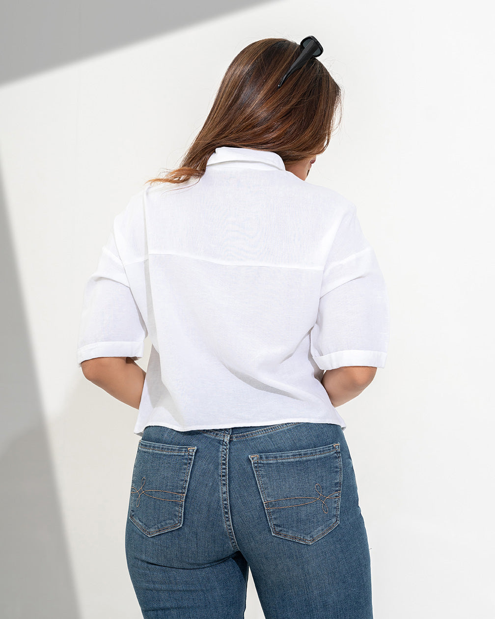 BUTTON DOWN CROPPED SHIRT