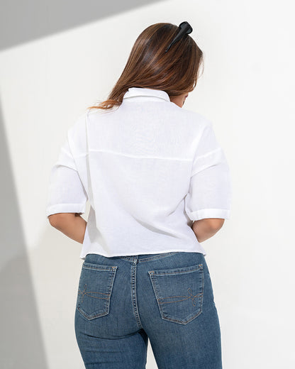 BUTTON DOWN CROPPED SHIRT