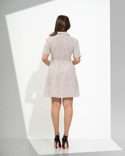WOMEN TRIPED TIERED DRESS