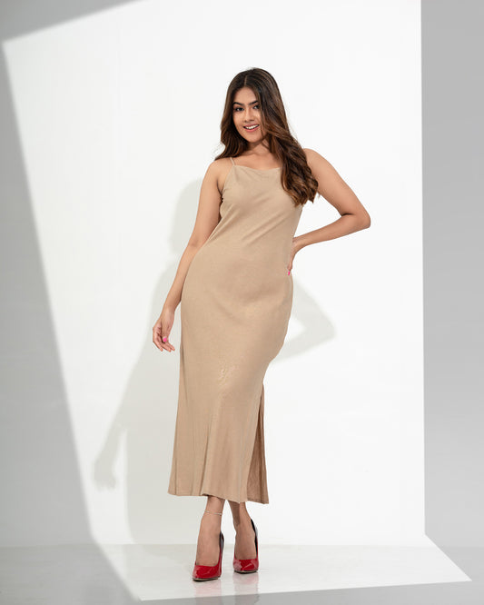 SOLID SPLIT THIGH CAMI DRESS
