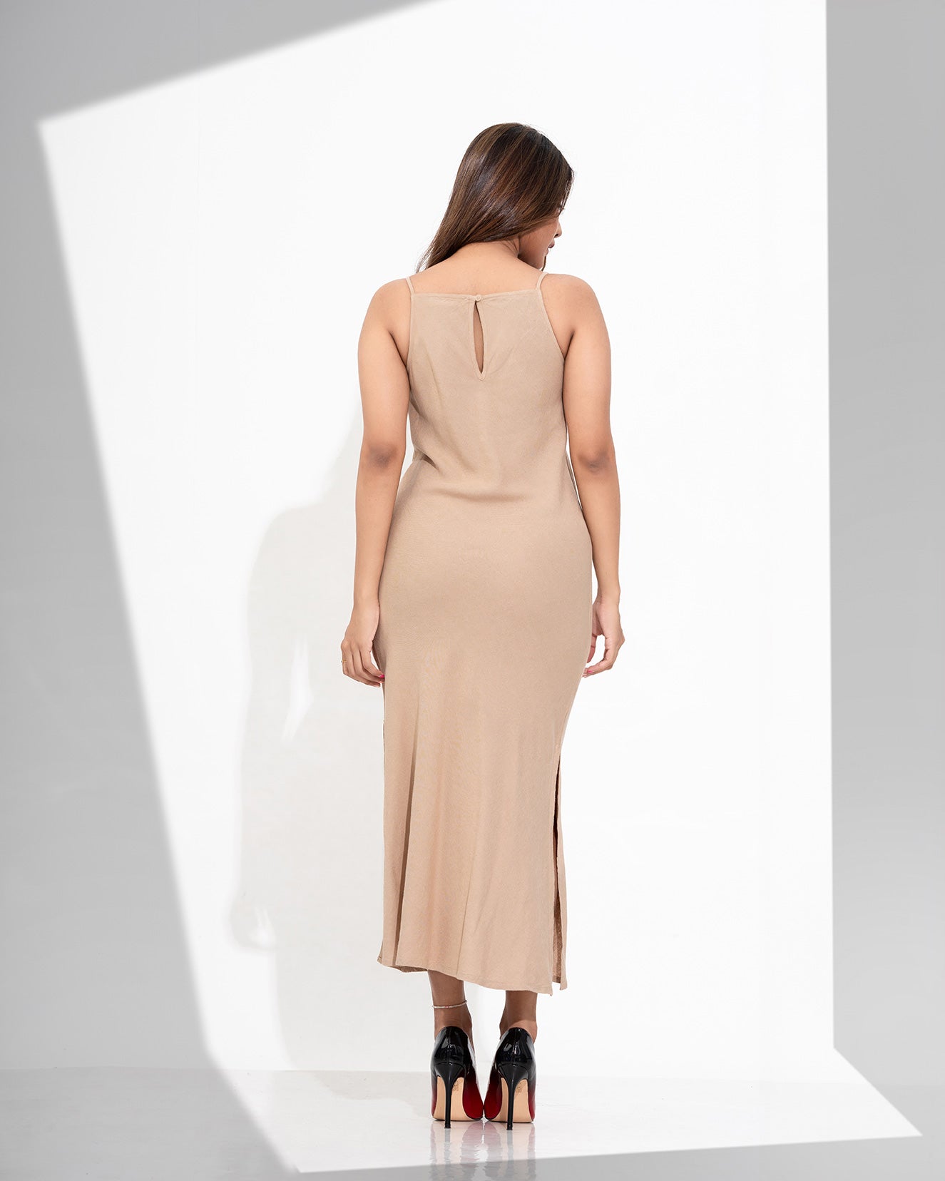 SOLID SPLIT THIGH CAMI DRESS