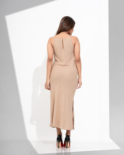 SOLID SPLIT THIGH CAMI DRESS