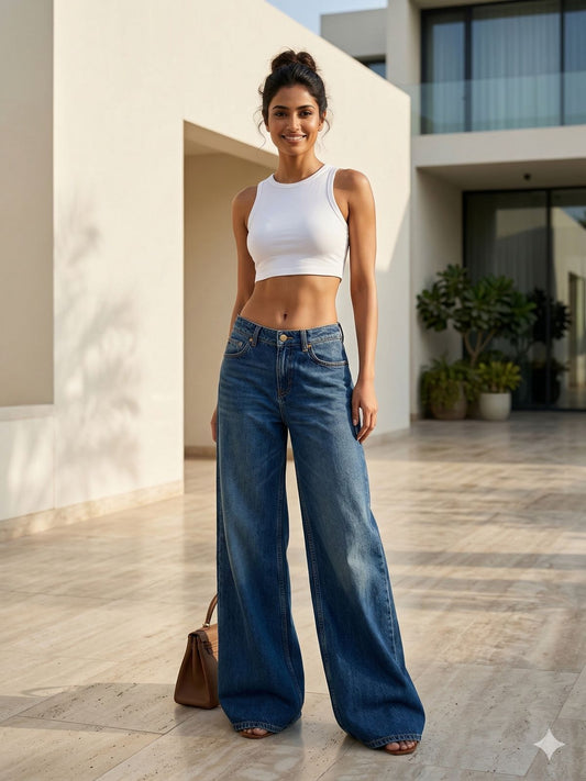 LOW RISE WIDE LEG JEAN