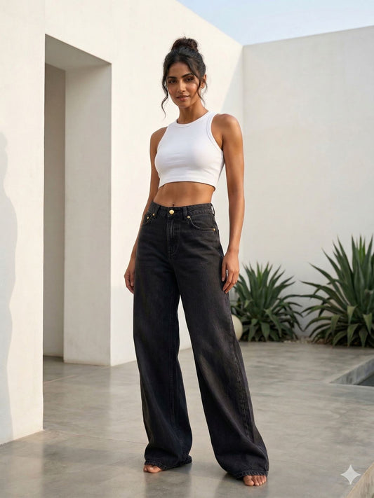 MID RISE WIDE LEG JEAN