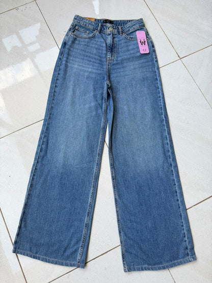 HIGH RISE WIDE LEG JEAN-MID BLUE