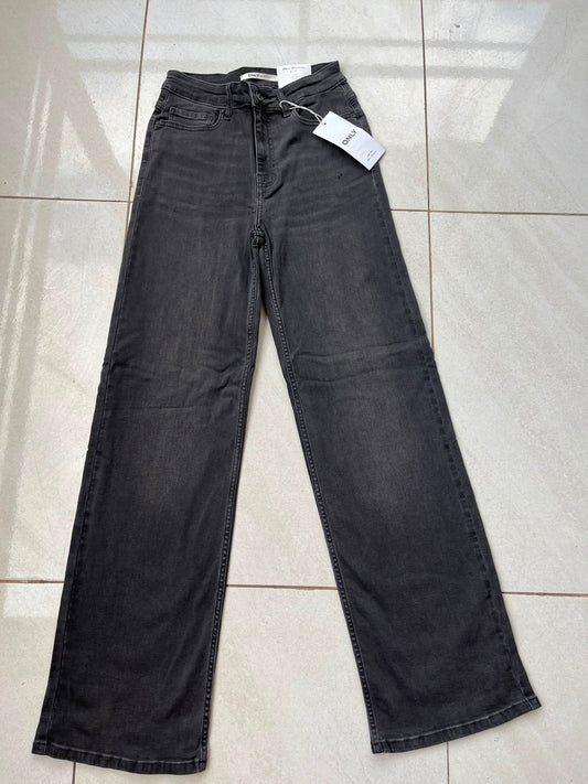HIGH RISE WIDE LEG JEAN-ELEPHANT BLACK