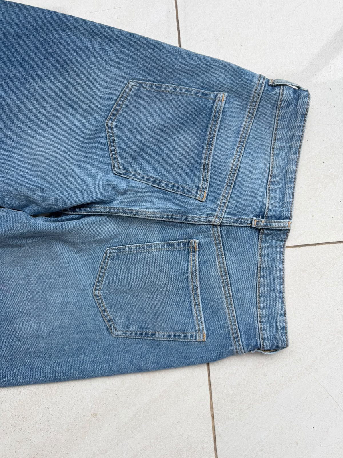 Mid Blue High-Waisted Wide Leg Jeans (Non-Stretch)