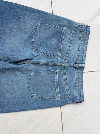 Mid Blue High-Waisted Wide Leg Jeans (Non-Stretch)