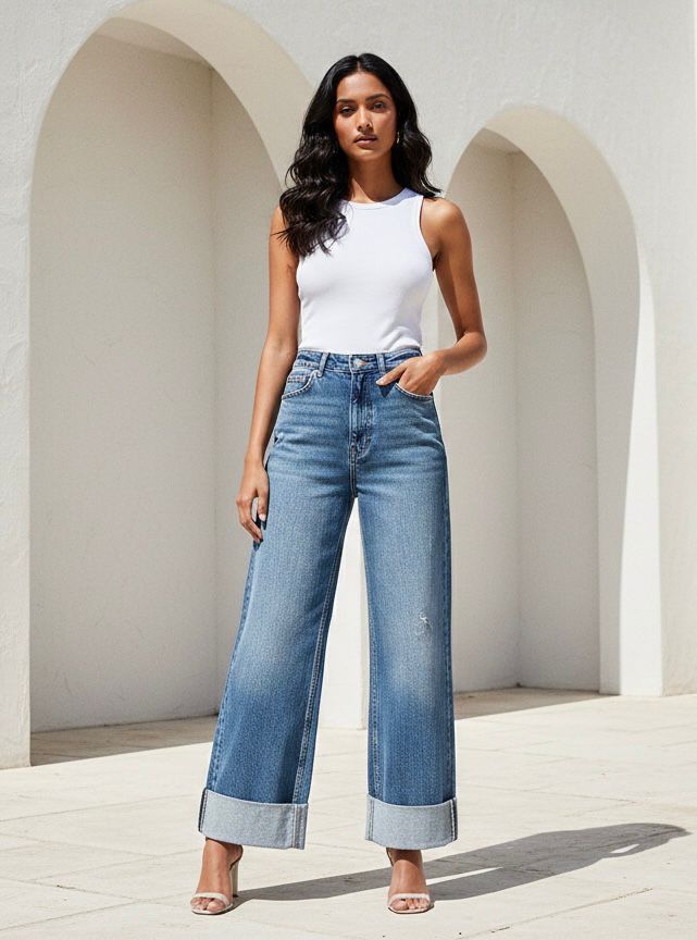 HIGH RISE WIDE LEG JEAN