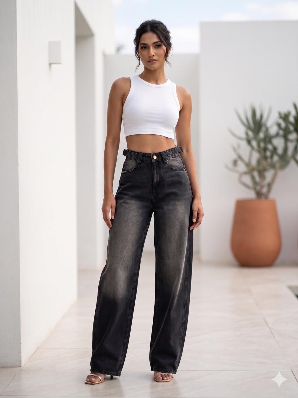 HIGH RISE BARREL LEG JEAN