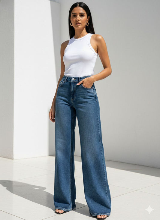 HIGH RISE WIDE LEG JEAN