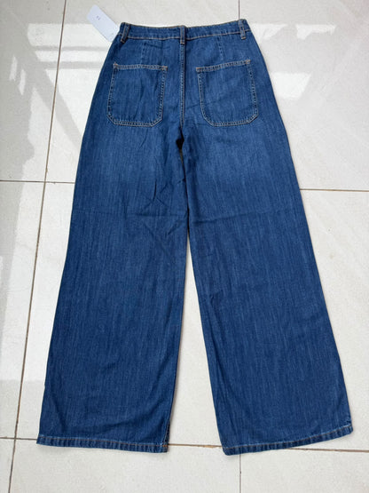DARK BLUE HIGH WAIST WIDE LEG JEAN
