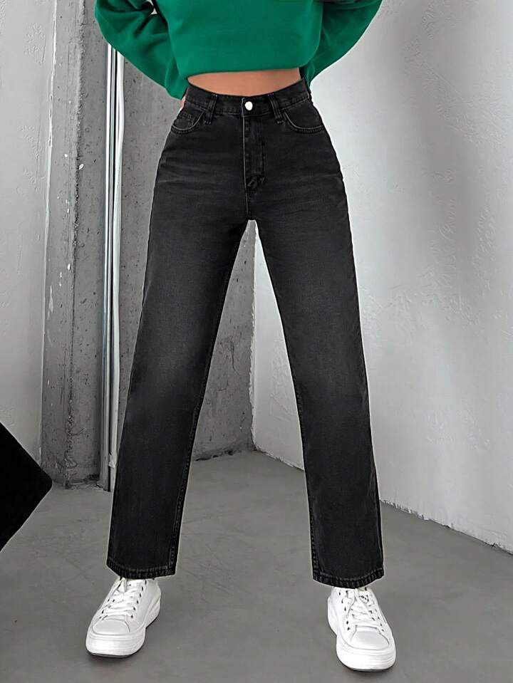 HIGH RISE TRAIGHT LEG JEAN