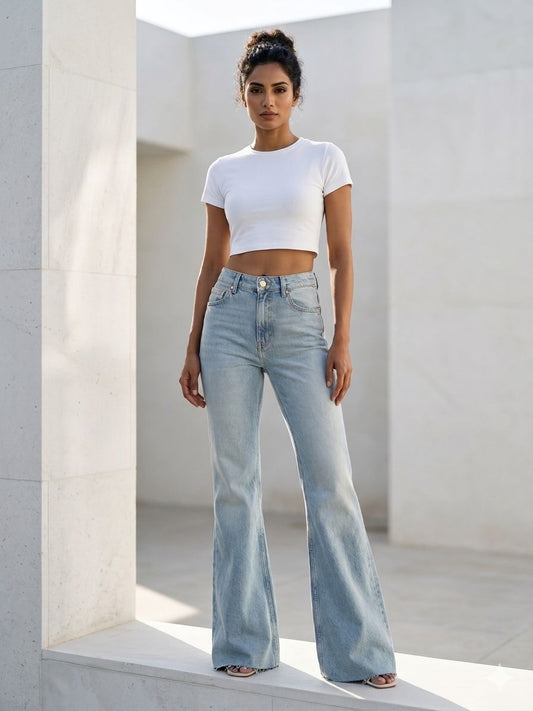 HIGH RISE FLARE JEAN-LIGHT BLUE