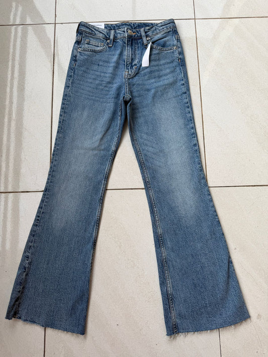 HIGH RISE FLARE JEAN-MID BLUE