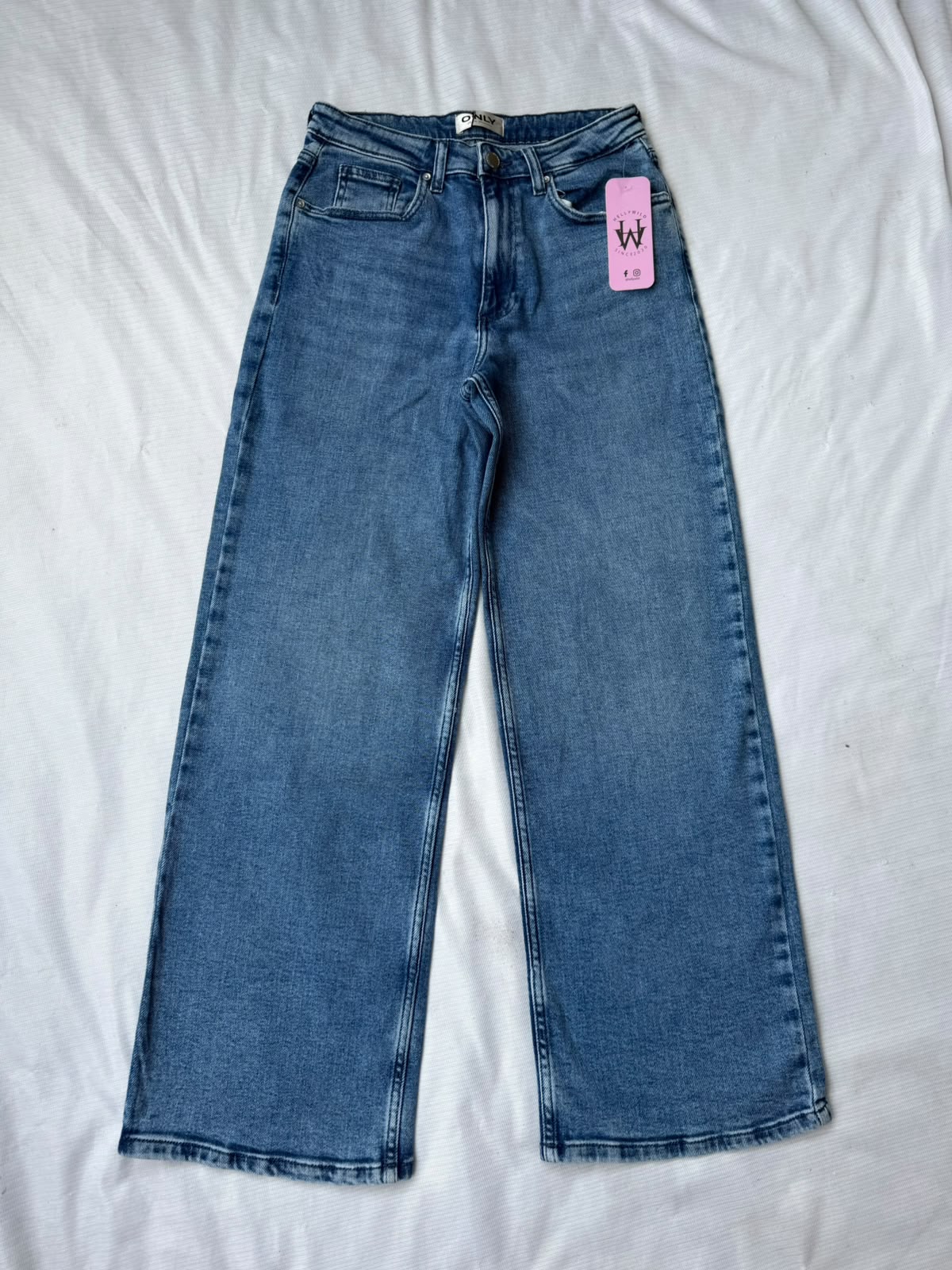 High-Rise Mid Blue Wide Leg Jeans
