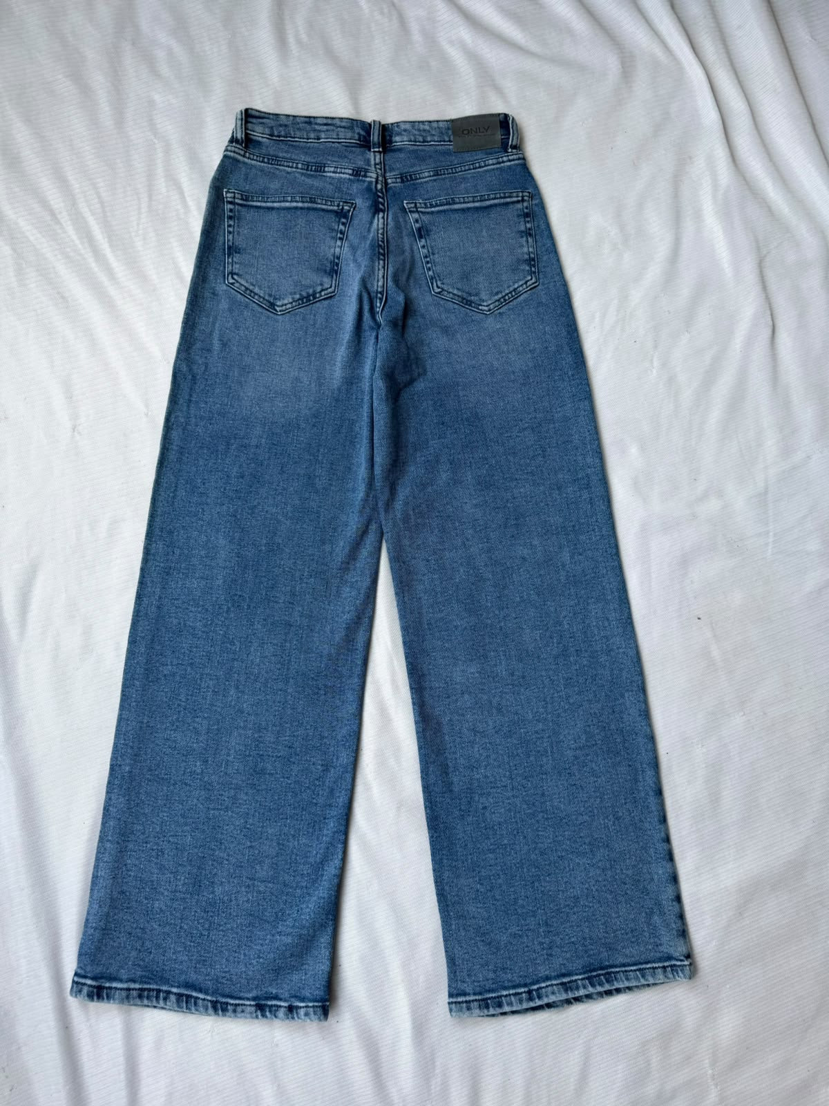 High-Rise Mid Blue Wide Leg Jeans