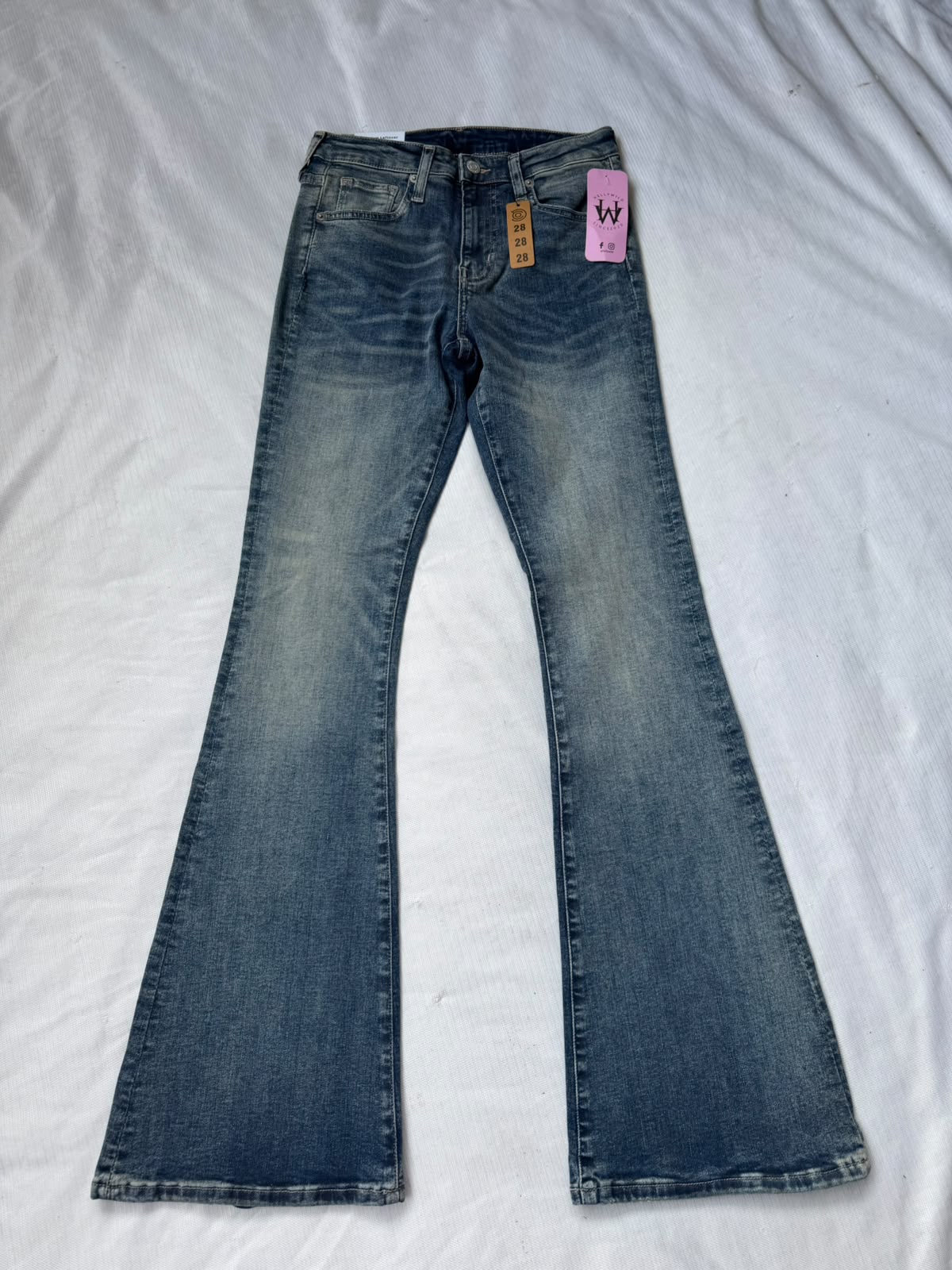 VINTAGE BLUE HIGH RISE FLARE JEAN